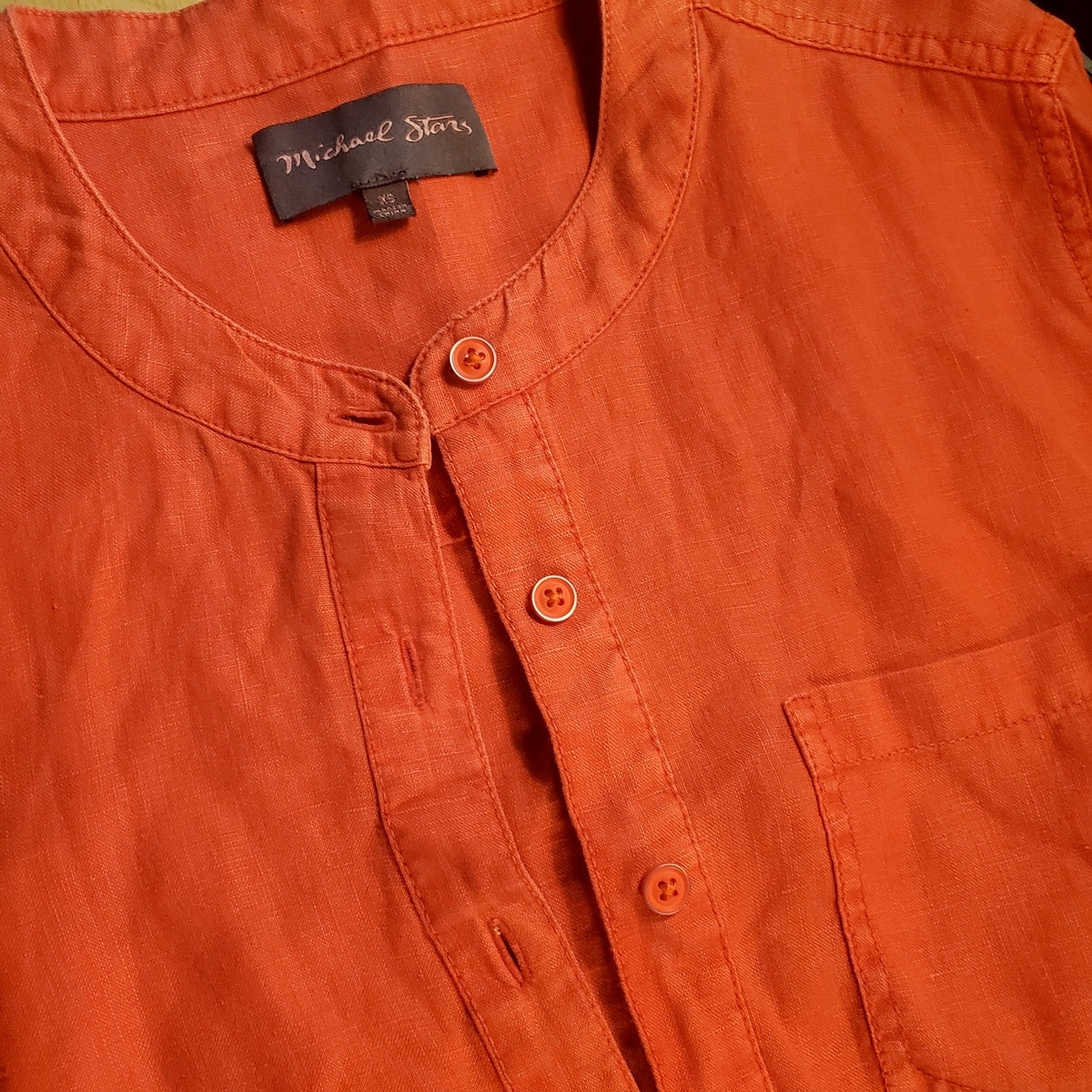 Michael Starr extra small linen red shirt dress