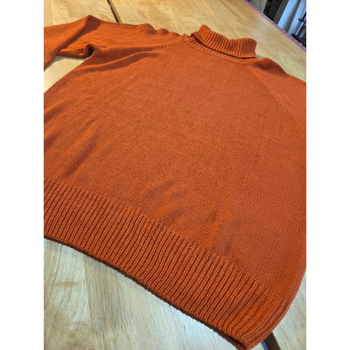 Winter silks vintage silk knit orange turtleneck sweater close close-knit medium