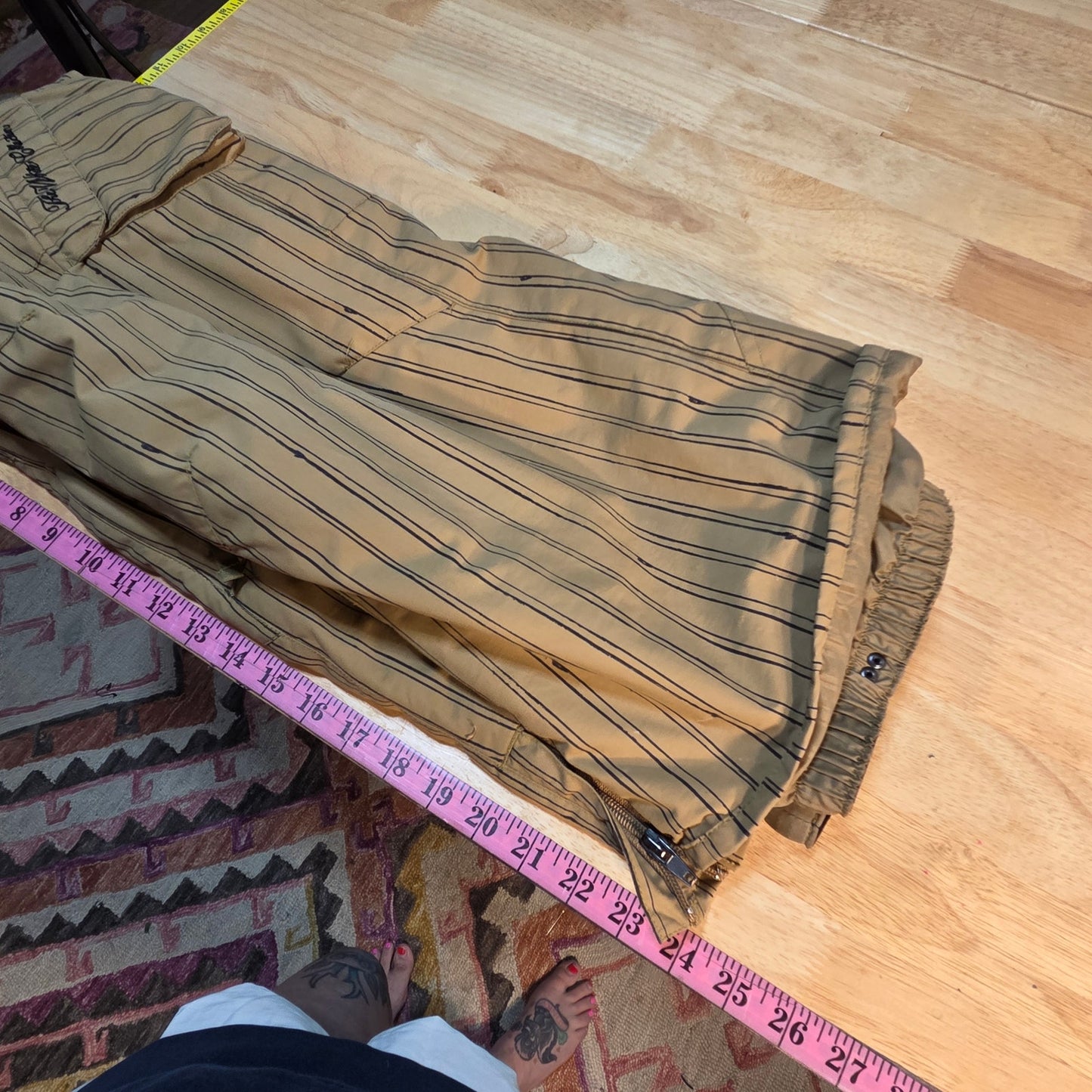 Burton Sean White Collection khaki pinstripe kids snowboard pants large pockets