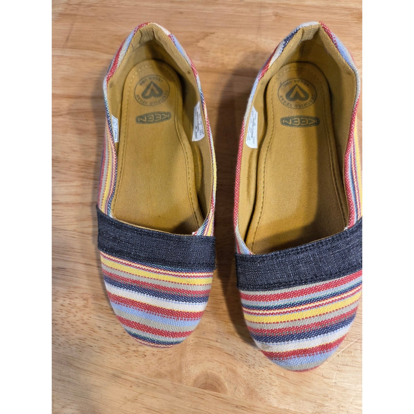 Canvas striped Keen Flats rubber Sole red blue size 6.5