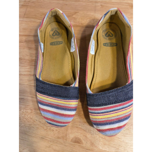 Canvas striped Keen Flats rubber Sole red blue size 6.5