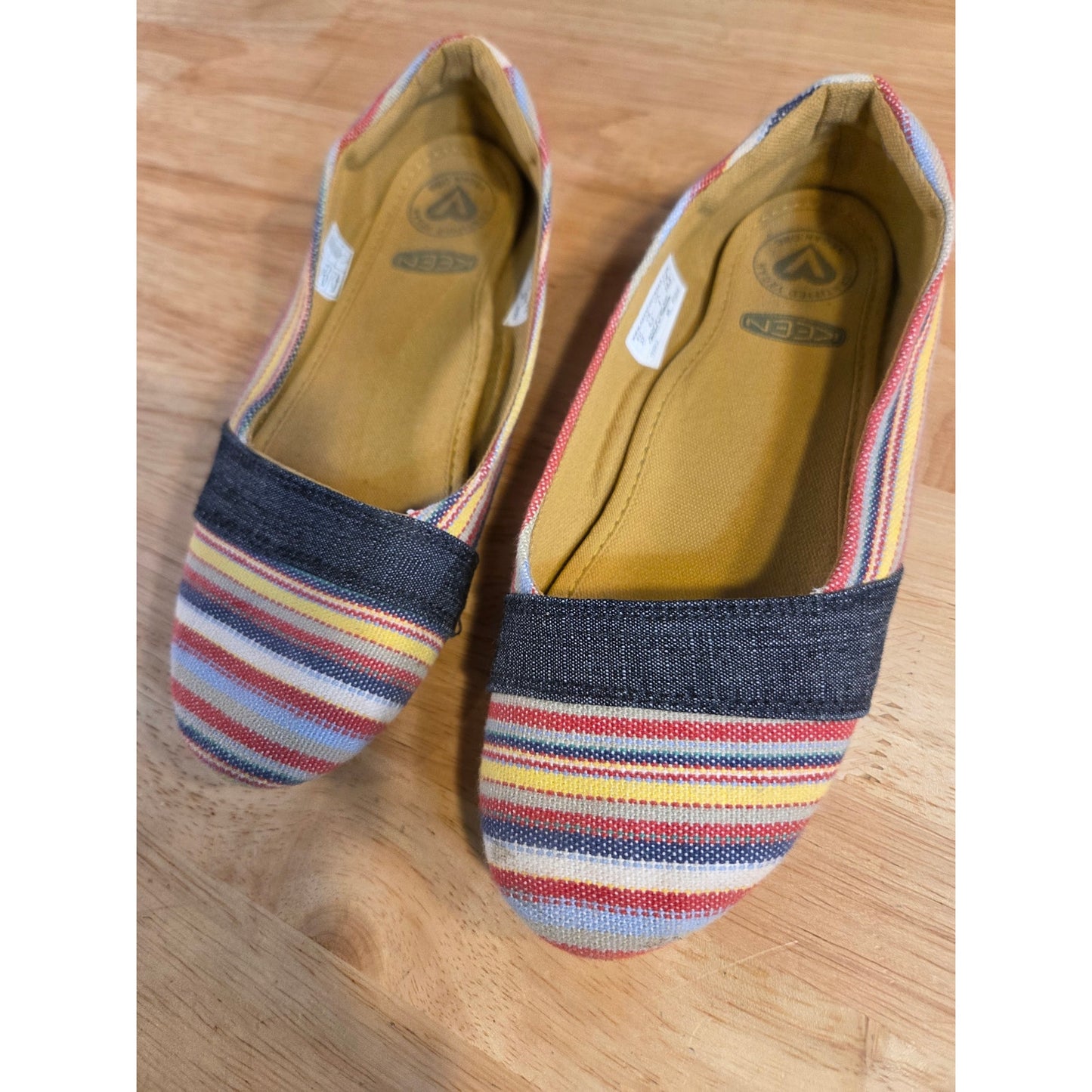 Canvas striped Keen Flats rubber Sole red blue size 6.5