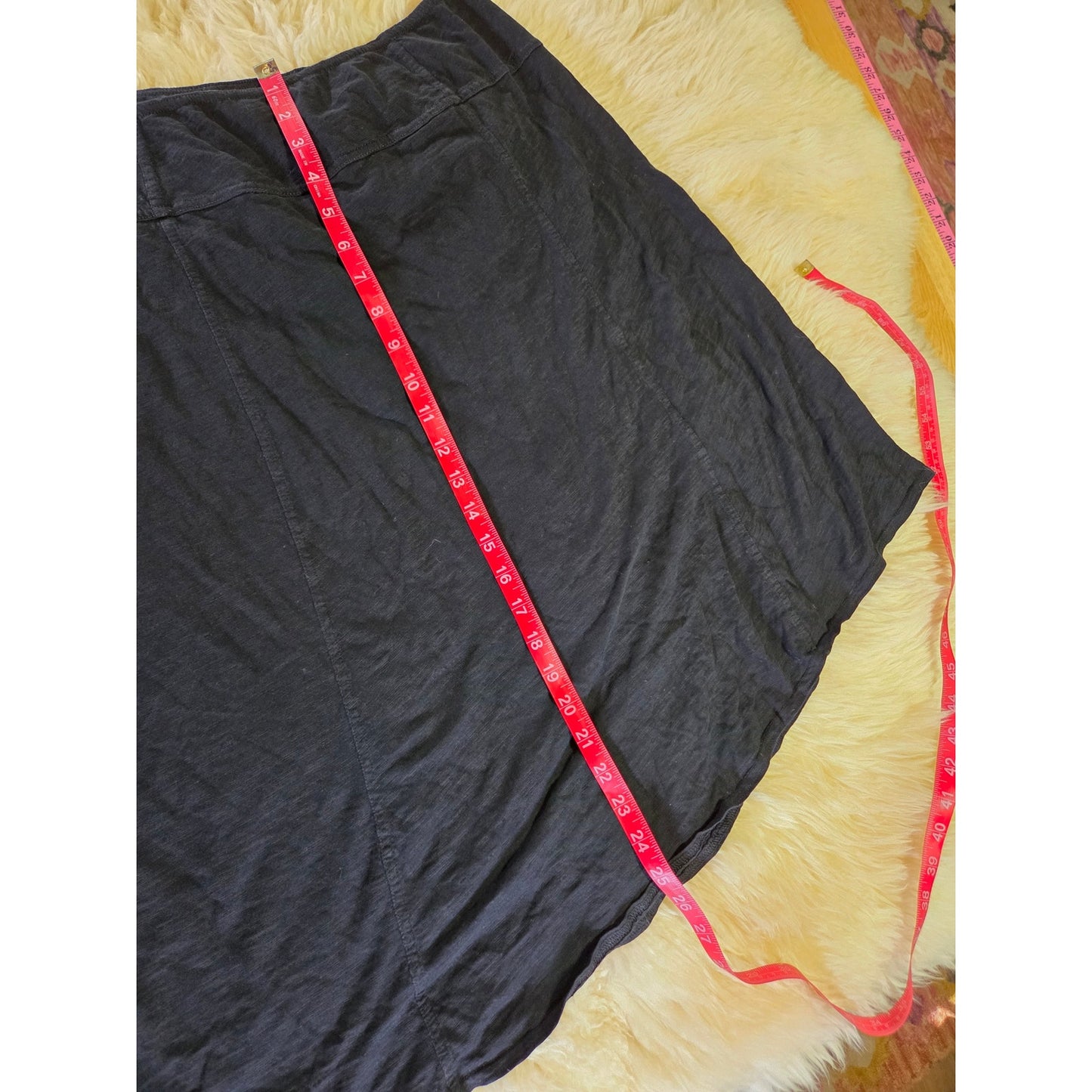 Prana black jersey knit asymmetrical t-shirt skirt Shin length black XL
