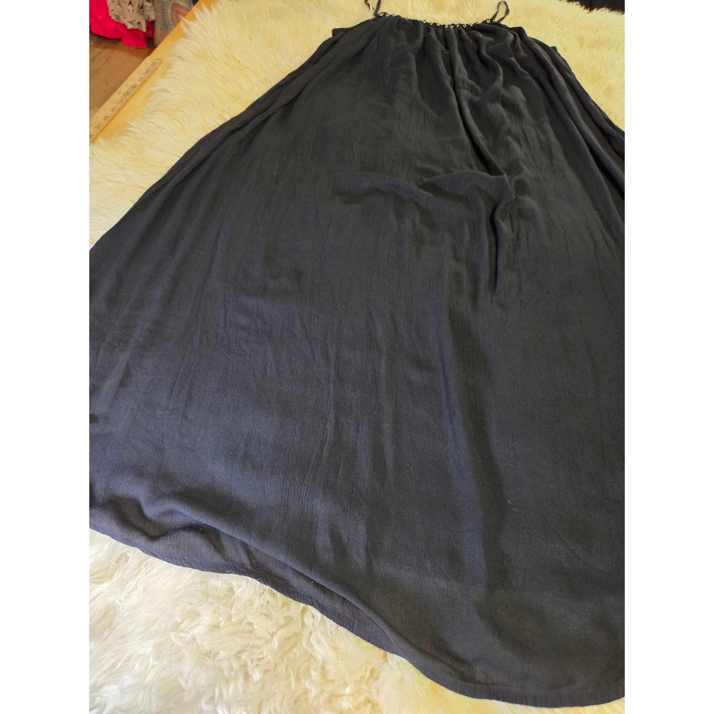 Maurice's Black Spaghetti Strap Dress Silver Studded Neckline Midi Large