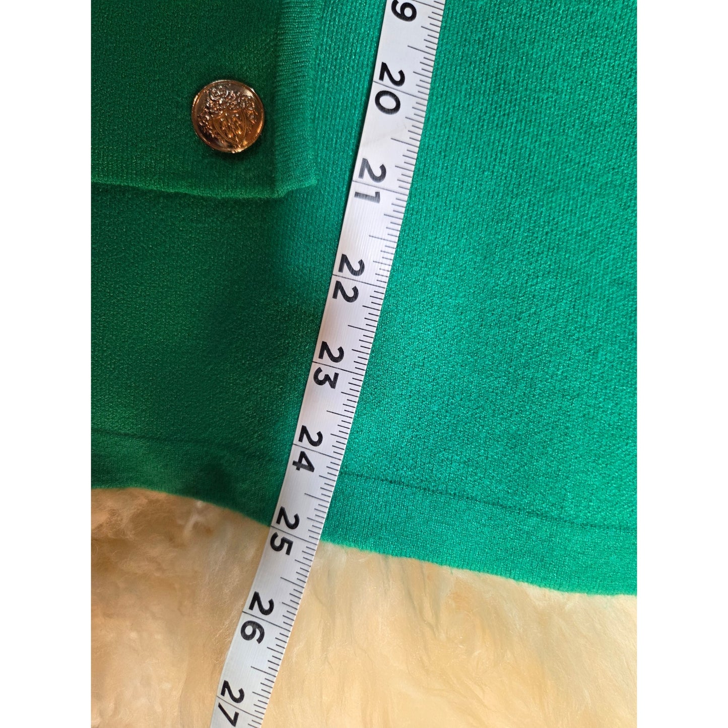 Jones New York Kelly Green Gold Button Detail Sweater Viscose Blend Large