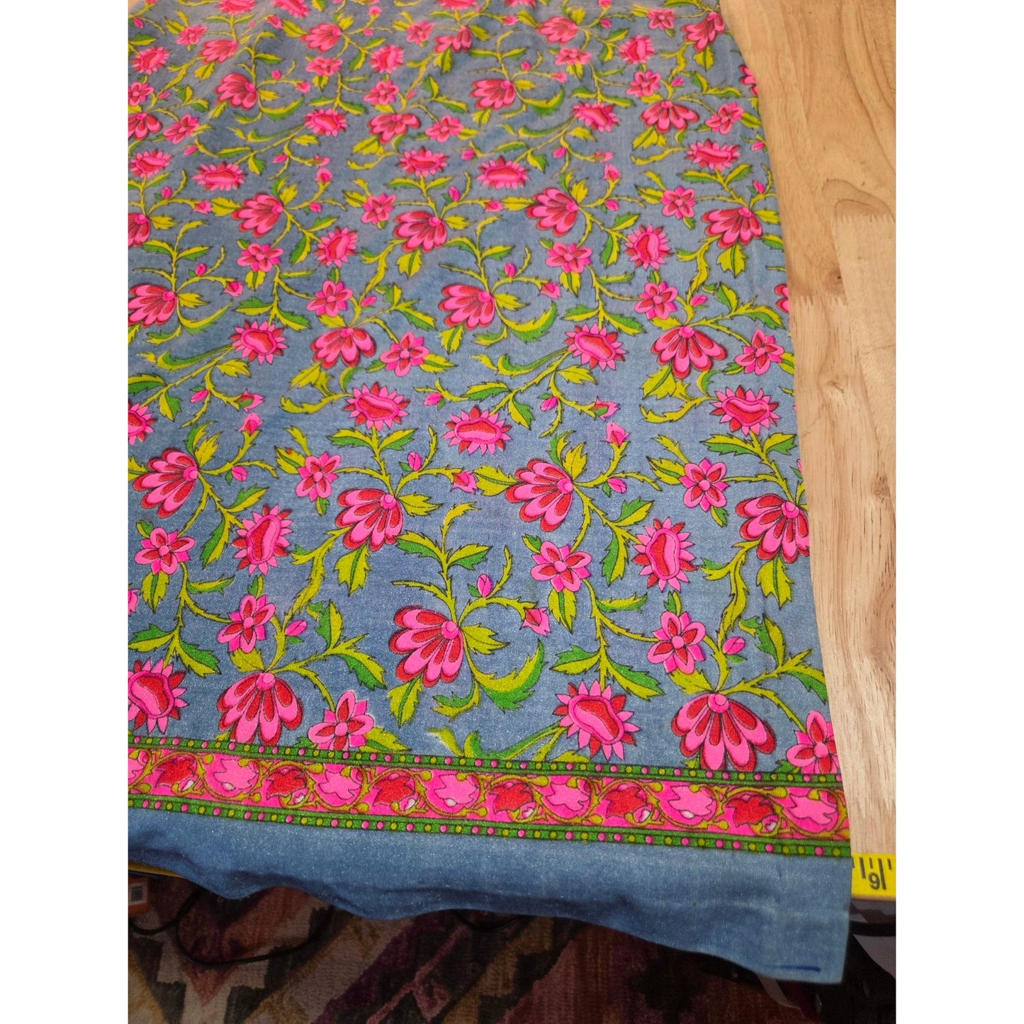 Vintage Chinese Style Hand Finished Neon Pink Blue Floral Sleeveless Maxi Dress