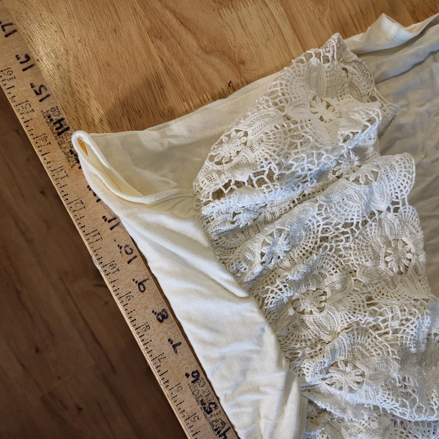 Taylor & Sage Cream Body SUit Crochet Bardot Top Soft XS 14" P2P