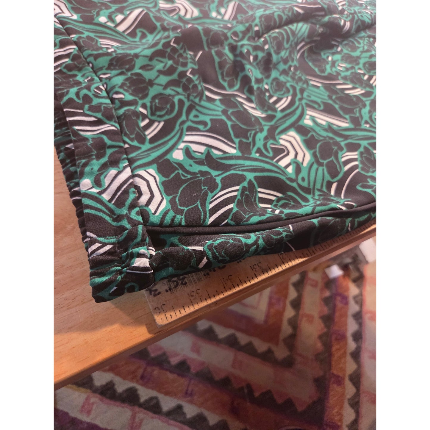 J. Crew Green Black White Abstract Tuxedo Pants Side Piping Size 6 Polyester