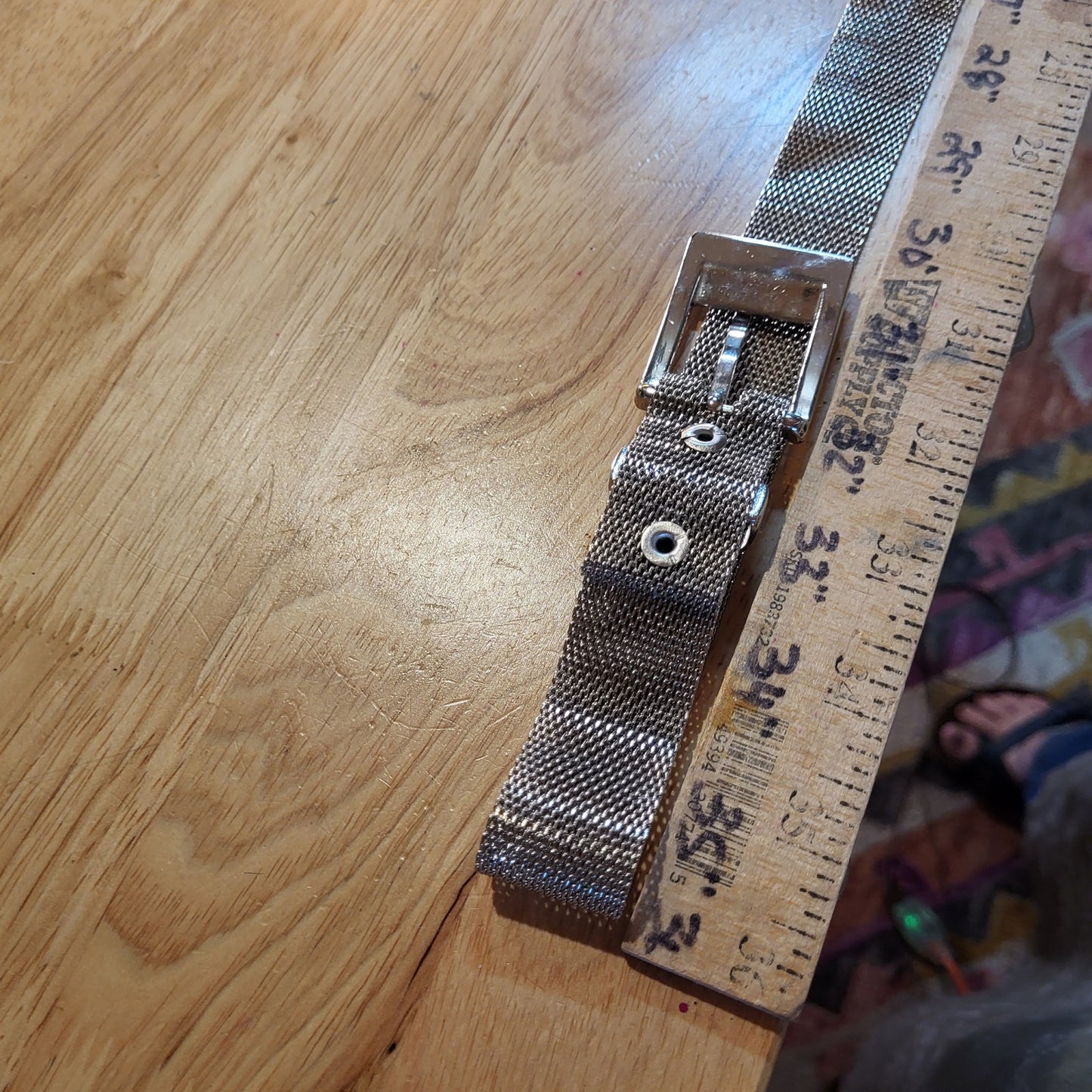 Silver Tone Metal Reticulated Belt Vintage 80's 41" Long  1" Wide