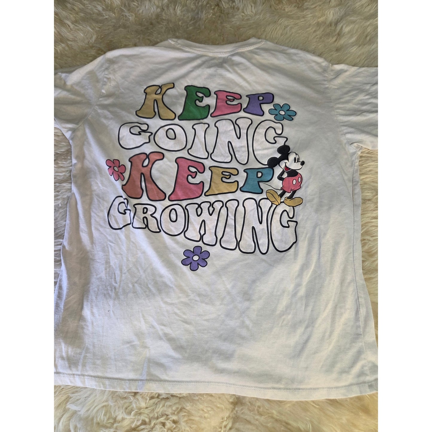 Disney Mickey Mouse Keep going keep Growing T-shirt Beige large cotton blend