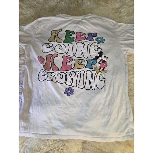 Disney Mickey Mouse Keep going keep Growing T-shirt Beige large cotton blend
