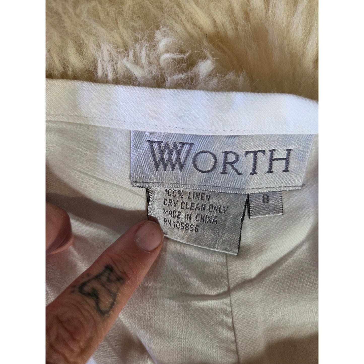 Worth size 8 100% Linen Fully Lined Wide Leg Bell Bottom Pants small stain leg