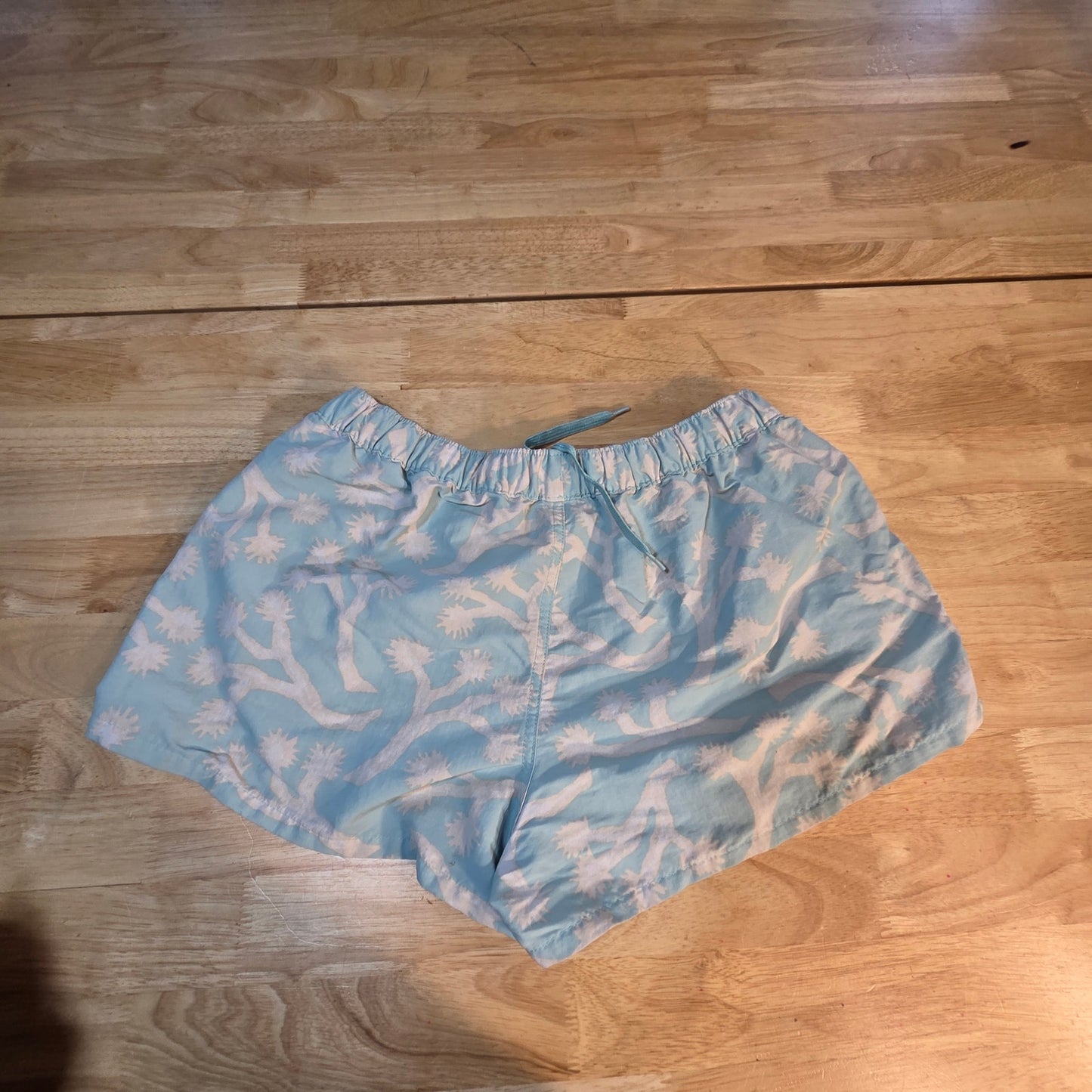 Patagonia Blue Joshua Tree Woman's Shorts White Elastic Waist Pockets Large