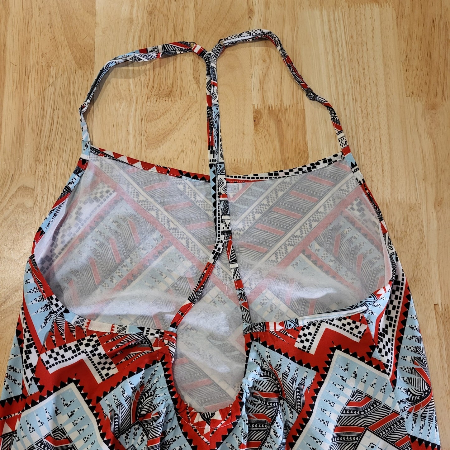 Pearle 88 Spaghetti Strap Racer Back Geometric Print Maxi Dress Medium