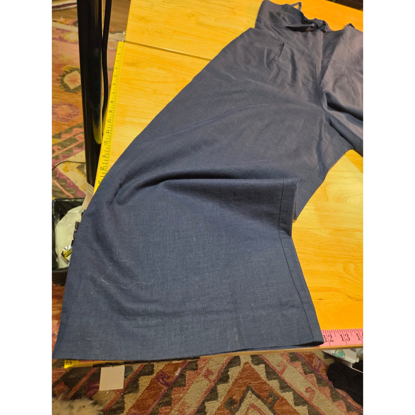 J.Crew size 6 navy blue sleeveless wide leg jumpsuit elasticated Pockets cotton