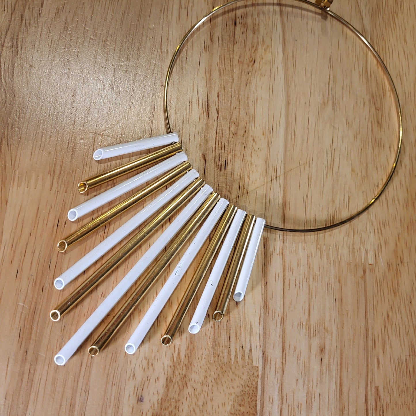 Gold White Vintage Organ Necklace Choker Chest Plate