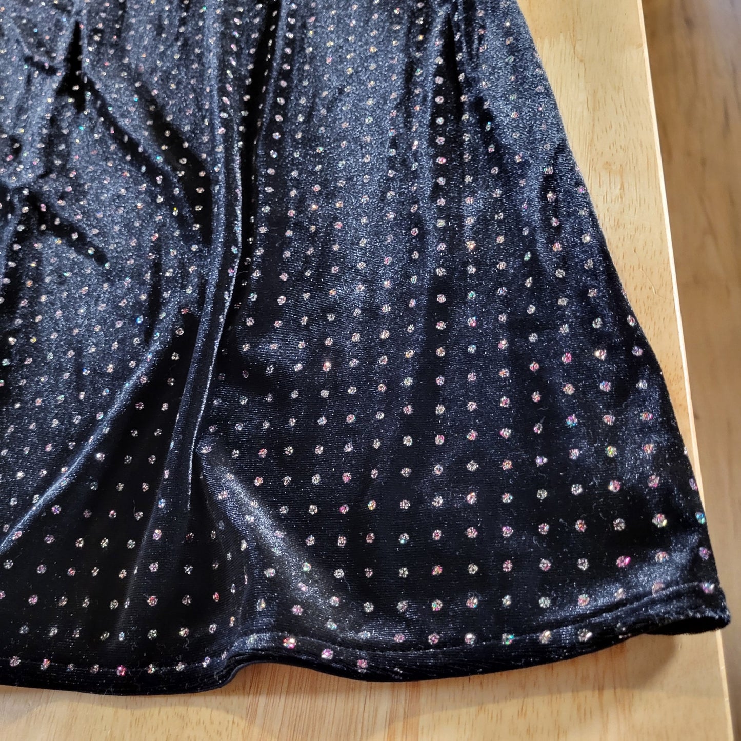 Candie's Black Velvet Sparkle Dotted Sleeveless Mini Dress Keyhole Back M
