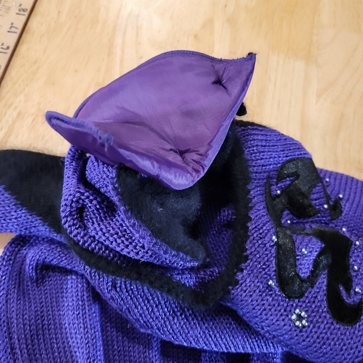 Vintage Purple Embellished Black Blended Knit Sweater 20" P2P