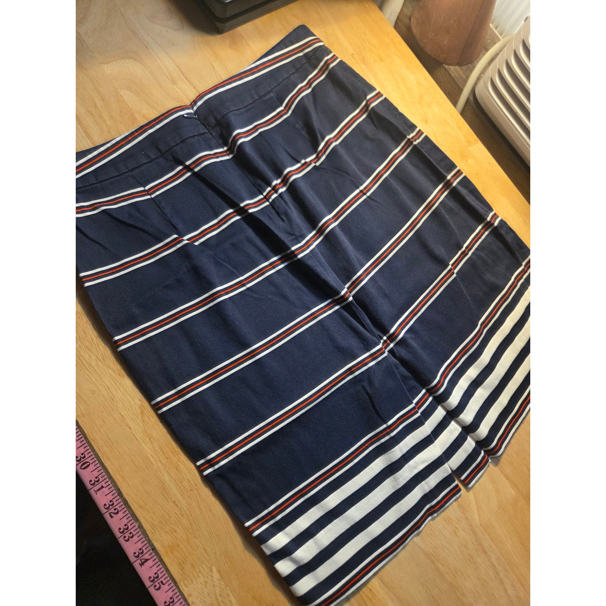 J.Crew pencil skirt red white and blue striped cotton short size 6 invisible zip