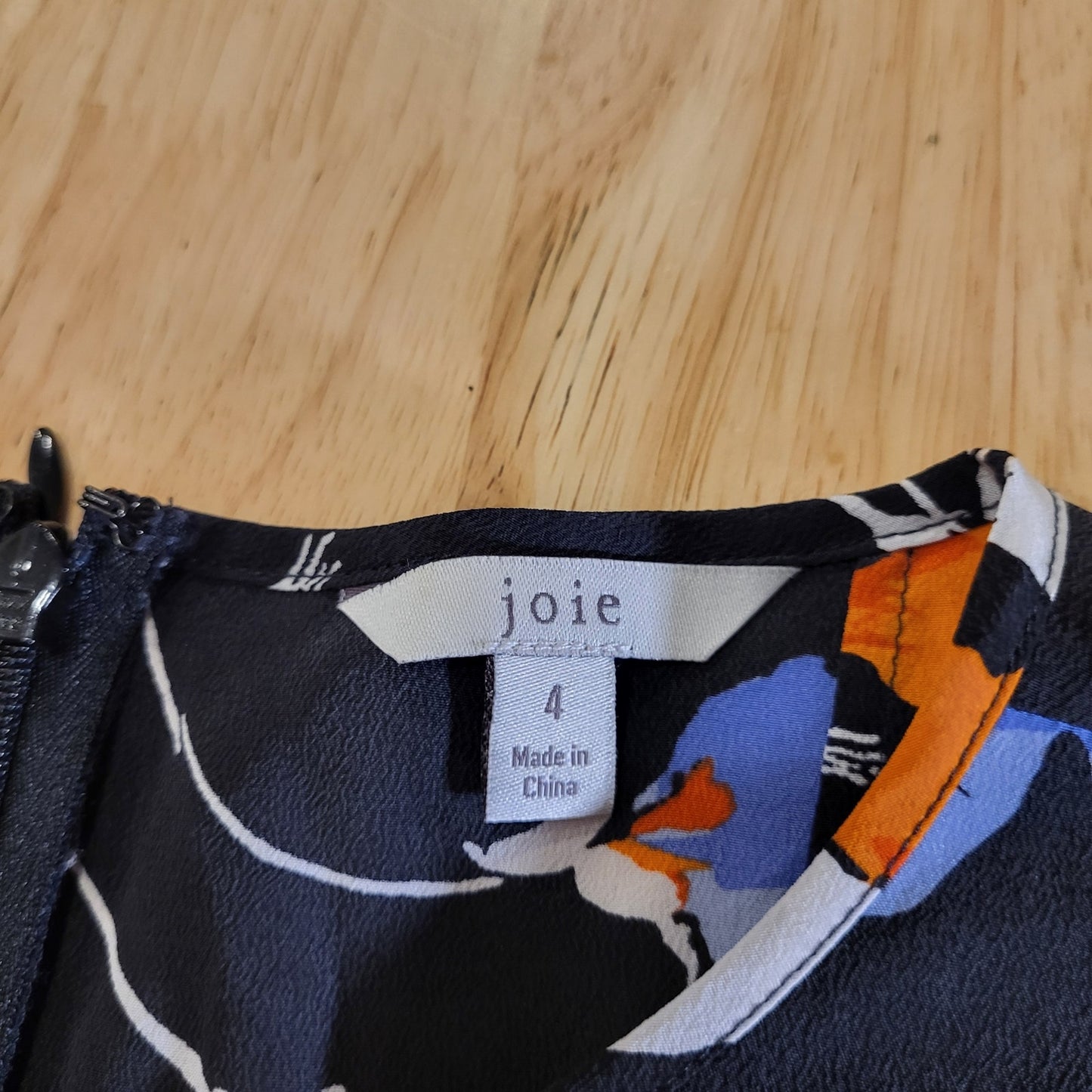 Joie Blue Orange Floral 100% Silk Sleeve Cap Sleeve Mermaid Hem Bias Cut 4