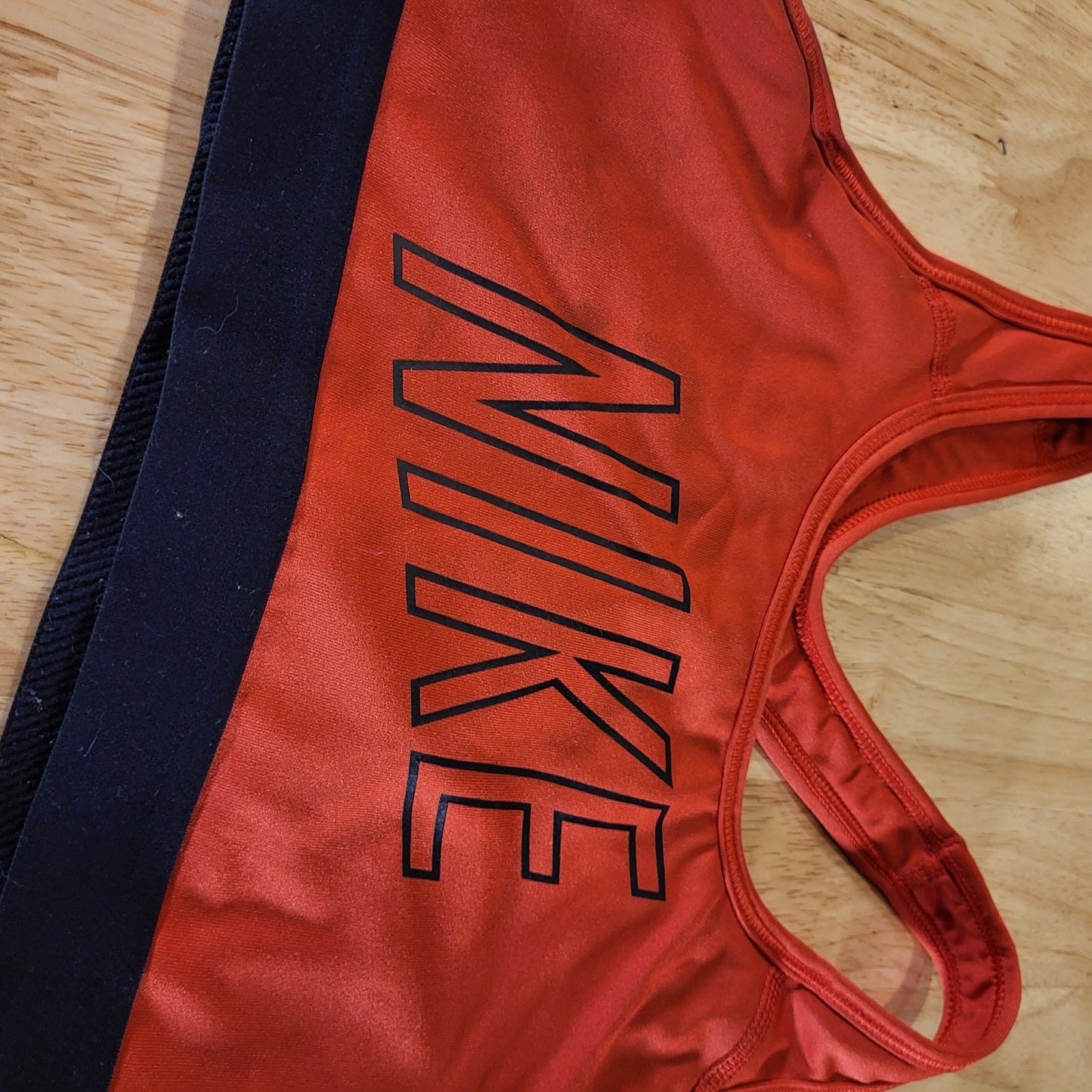 Nike Red Sports Bra Nike Logo Printed Front Black Band Dri-fit Small