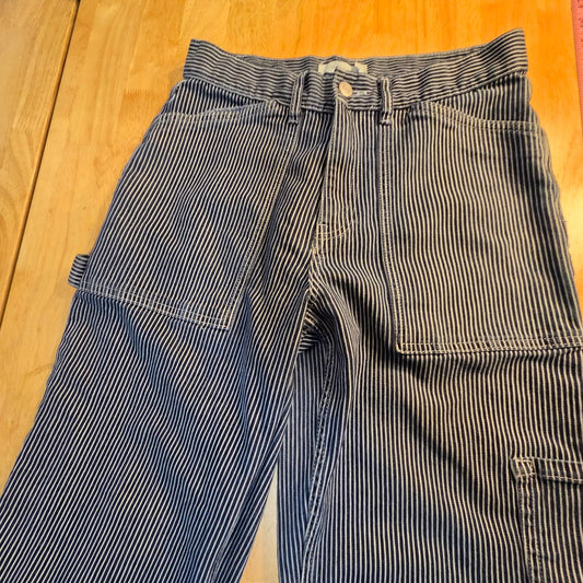 Glassons Denim Conductor Jeans Striped White Blue Carpenter Size 8