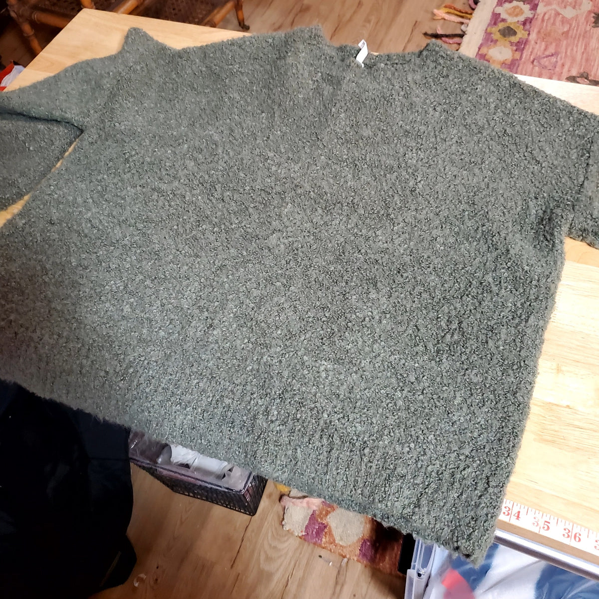 Paper label forest green oversized balloon sleeve sweater slouchy medium