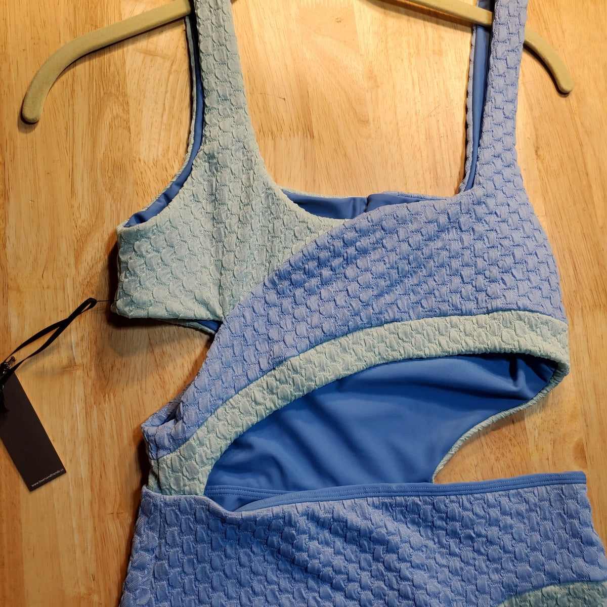 Lovers and Friends Blue Waffled Two Toned Swim Dress Bodycon Sleeveless Small
