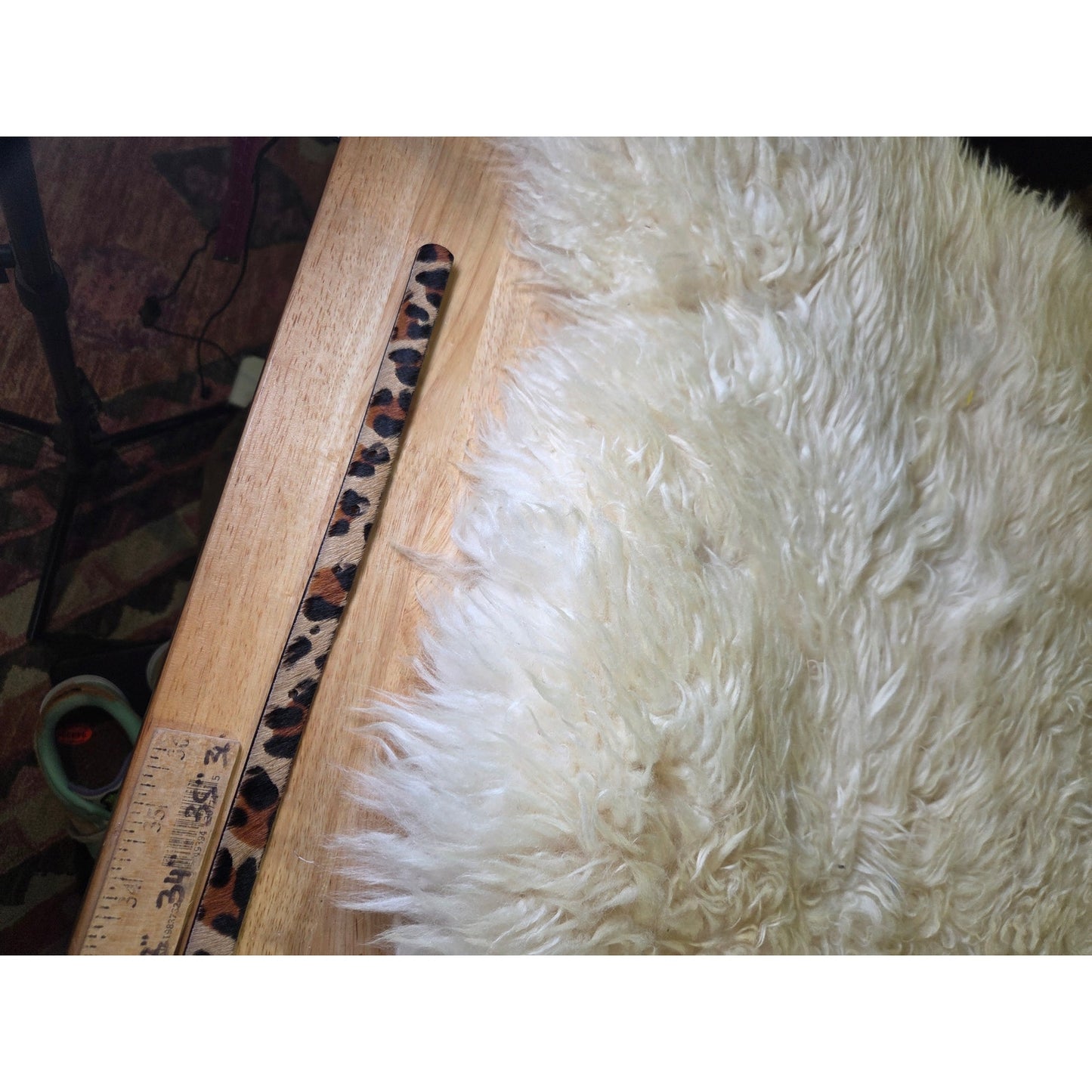 Leopard print calfskin belt half inch gold Hardware 42" Long