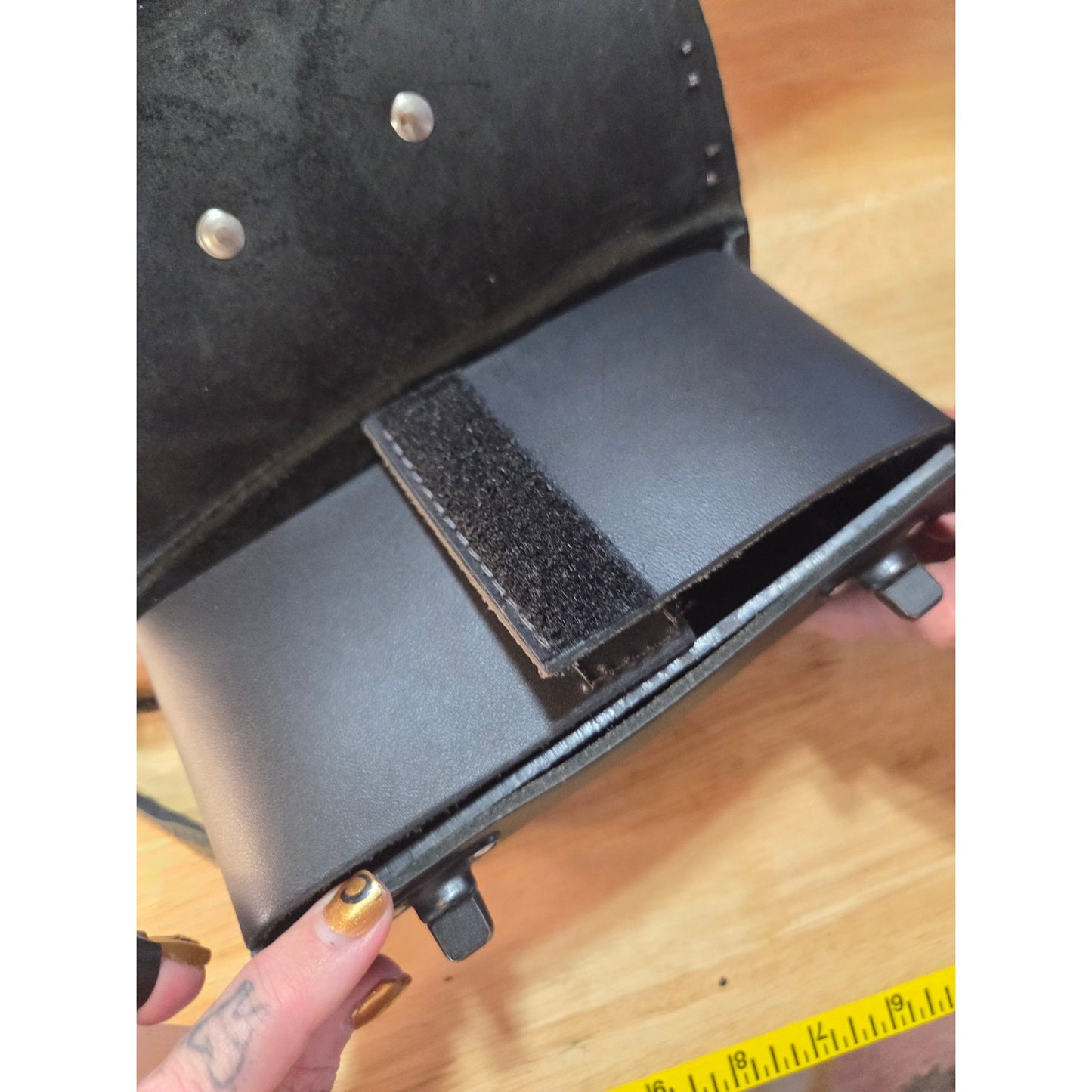 The Iron Horse leather company made in America motorcycle bag black leather
