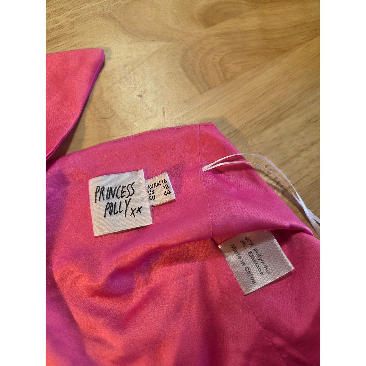 Princess Polly Pink stretch Satin halter Bando top tie back tie neck US 12