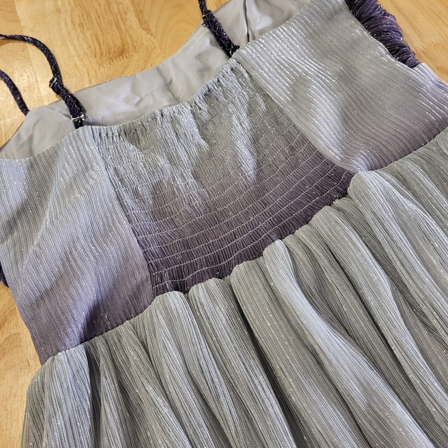 Traffic People Purple Metallic Ombre Sleeveless Empire Stretch Tea Length S