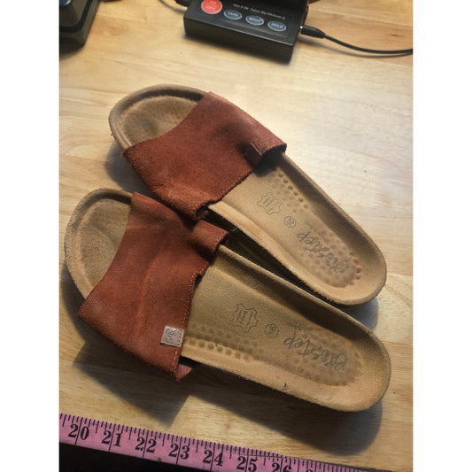 Biostep size 9 and 1/2 brown suede cork sole sandals white sole