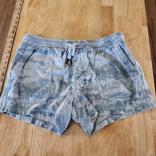 Athleta Blue Cloud Sweat Shorts Elastic Waist Pockets Sz Large 32" Waist