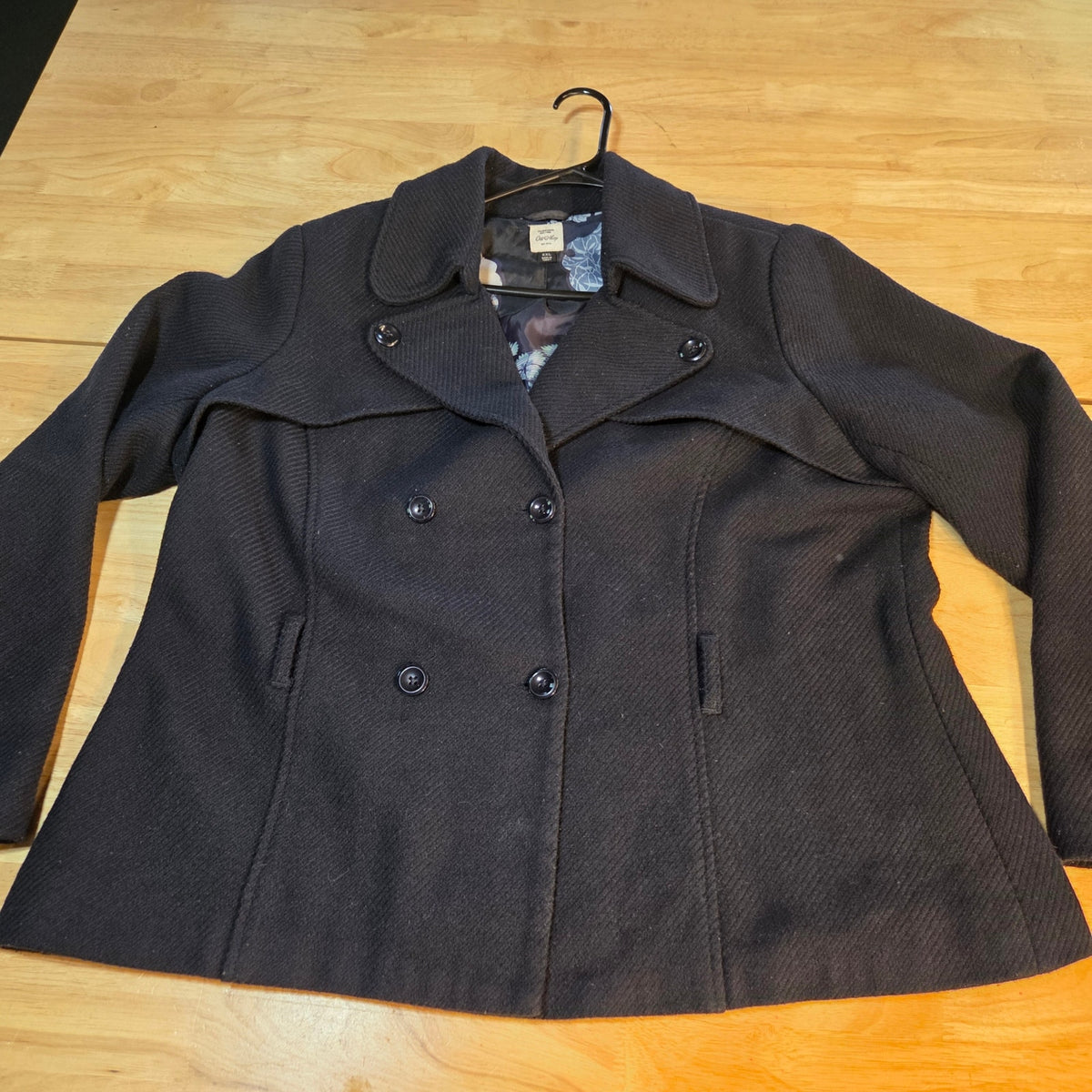 Old Navy xxl recycled wool blend peacoat black big buttons classic style