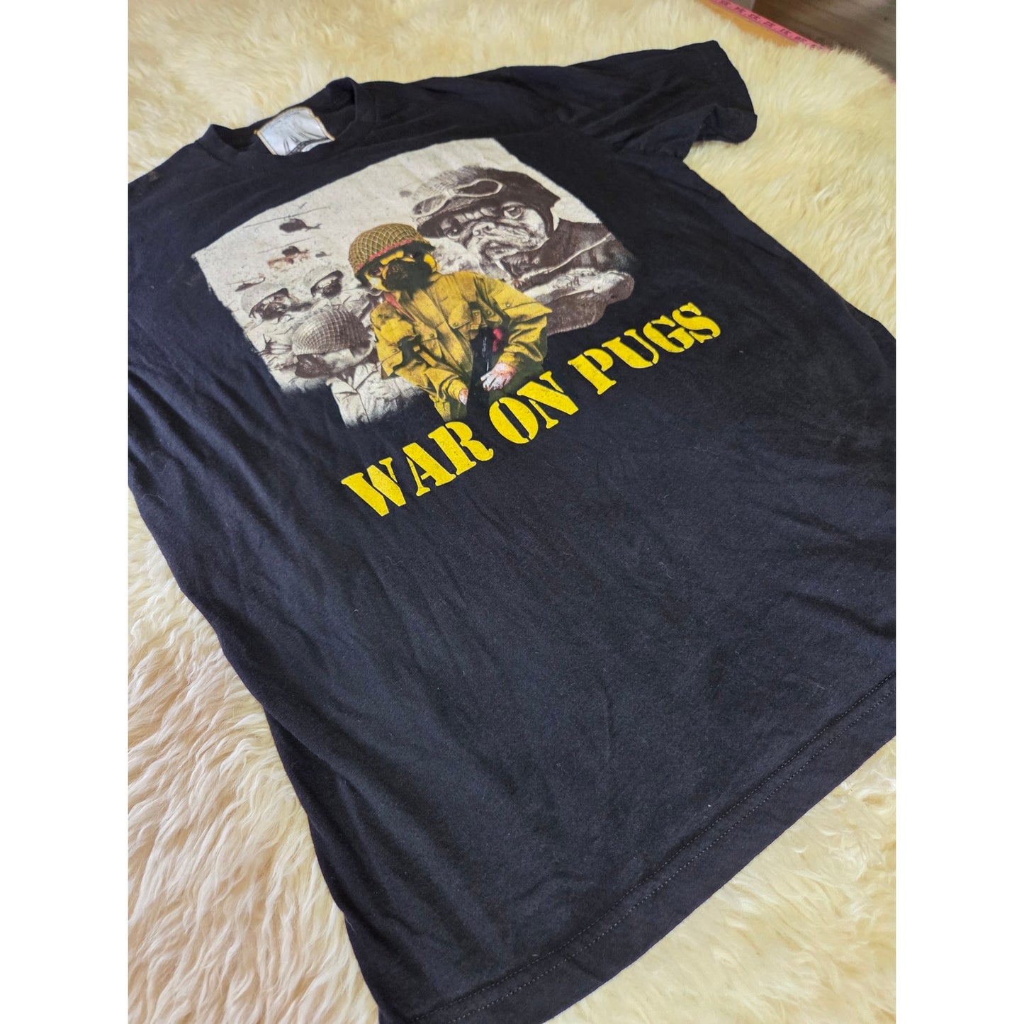 Kid dangerous Grime Couture 100% cotton black War on Pugs graphic t-shirt large