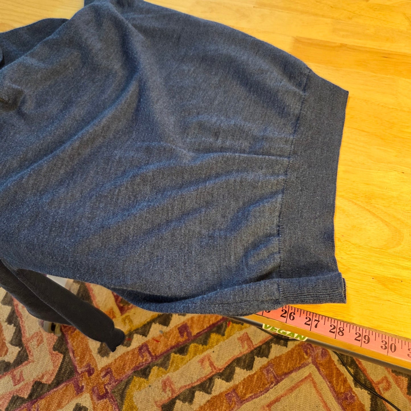 Neiman Marcus blue wool blend 3/4 button pullover sweater tight knit large