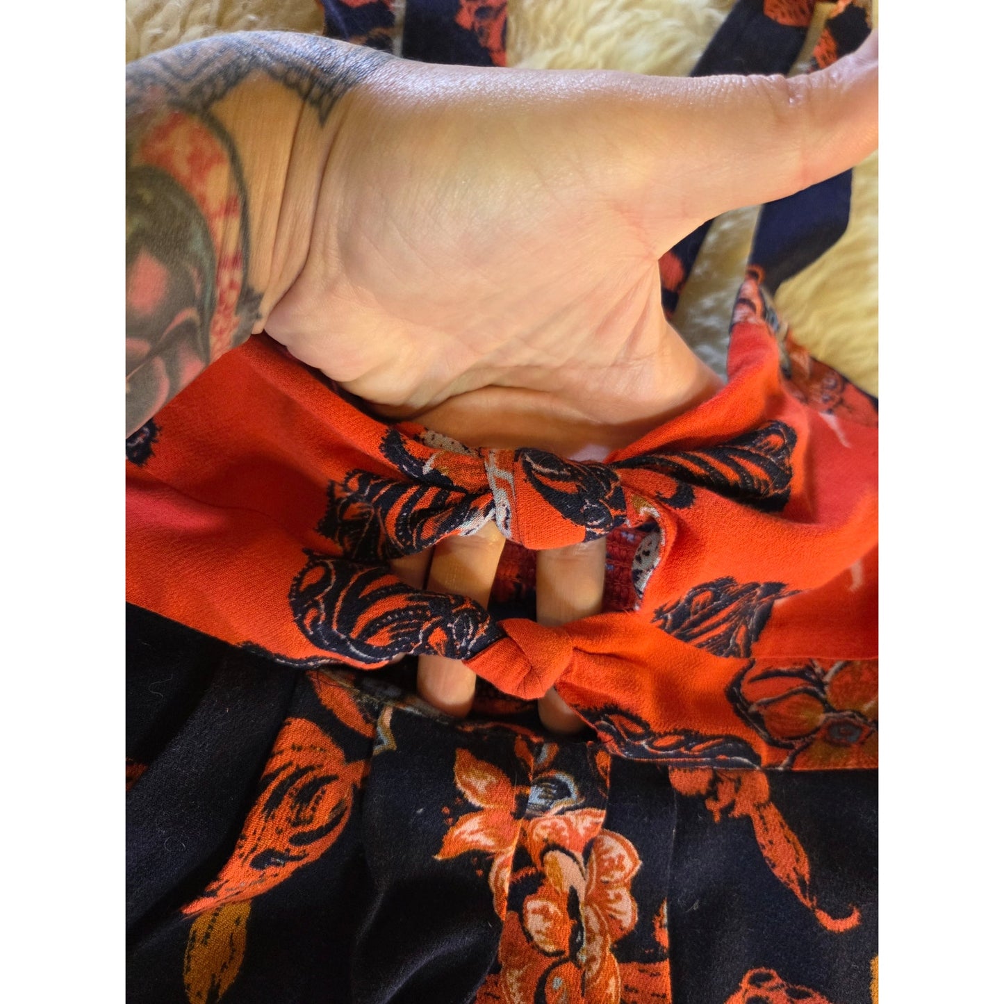 Free People blue orange sleeveless floral dress cut out detail mini short xs