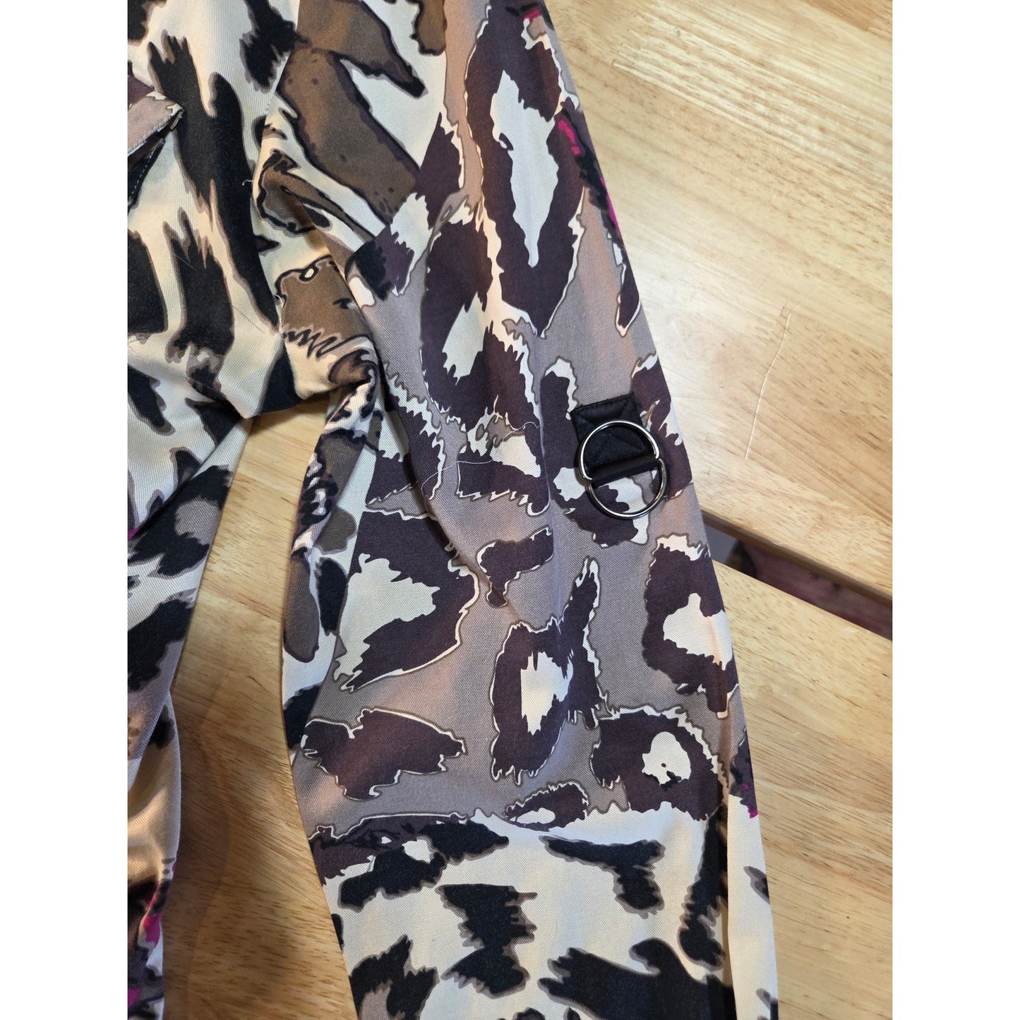 Silk culture size large 100% silk collared blouse colorful purple leopard print