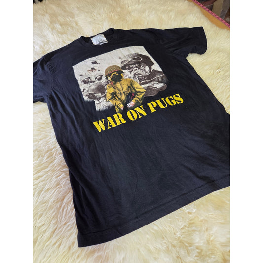 Kid dangerous Grime Couture 100% cotton black War on Pugs graphic t-shirt large