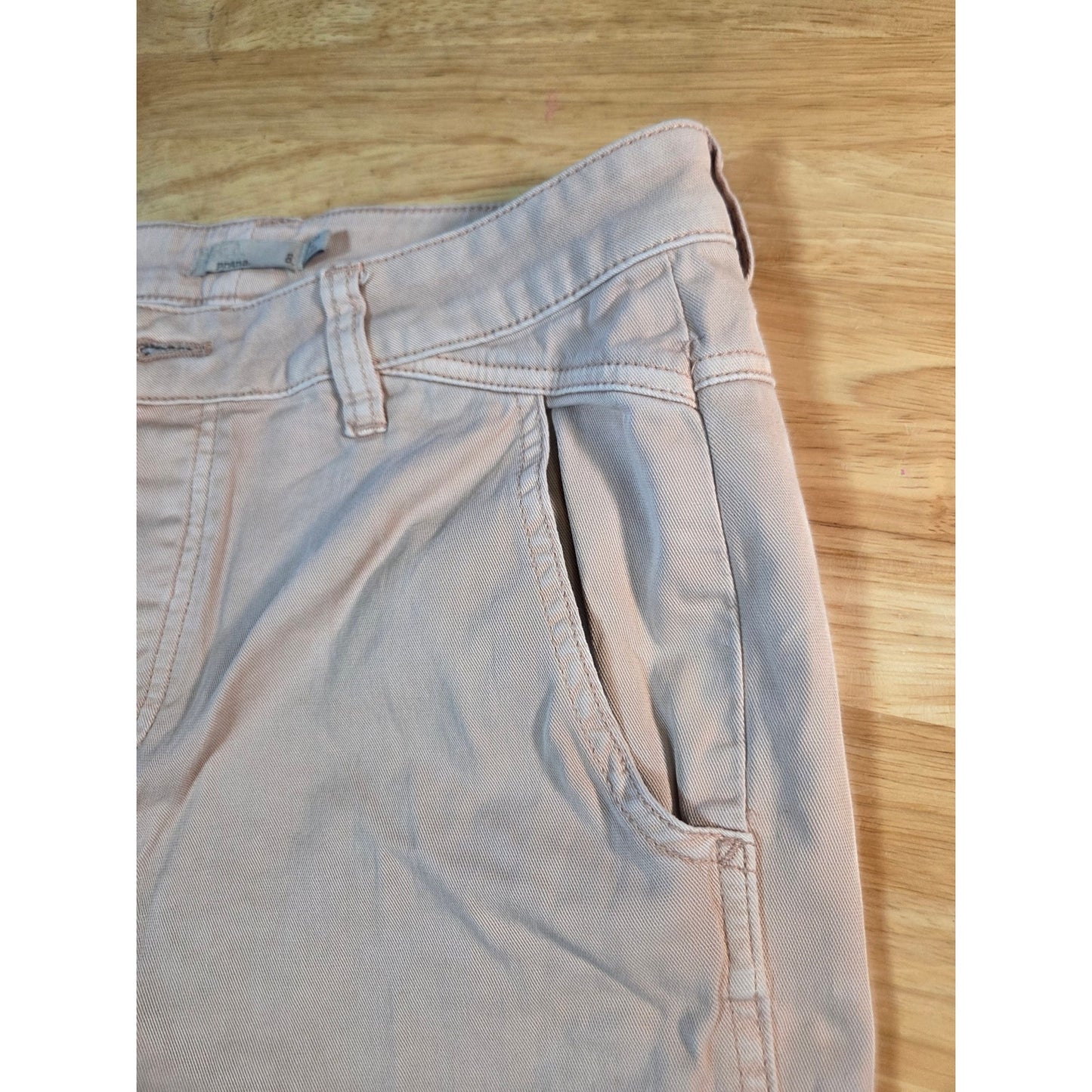 Prana size 8 blush pink nude cropped high water Pedal Pusher pants pockets sz 8