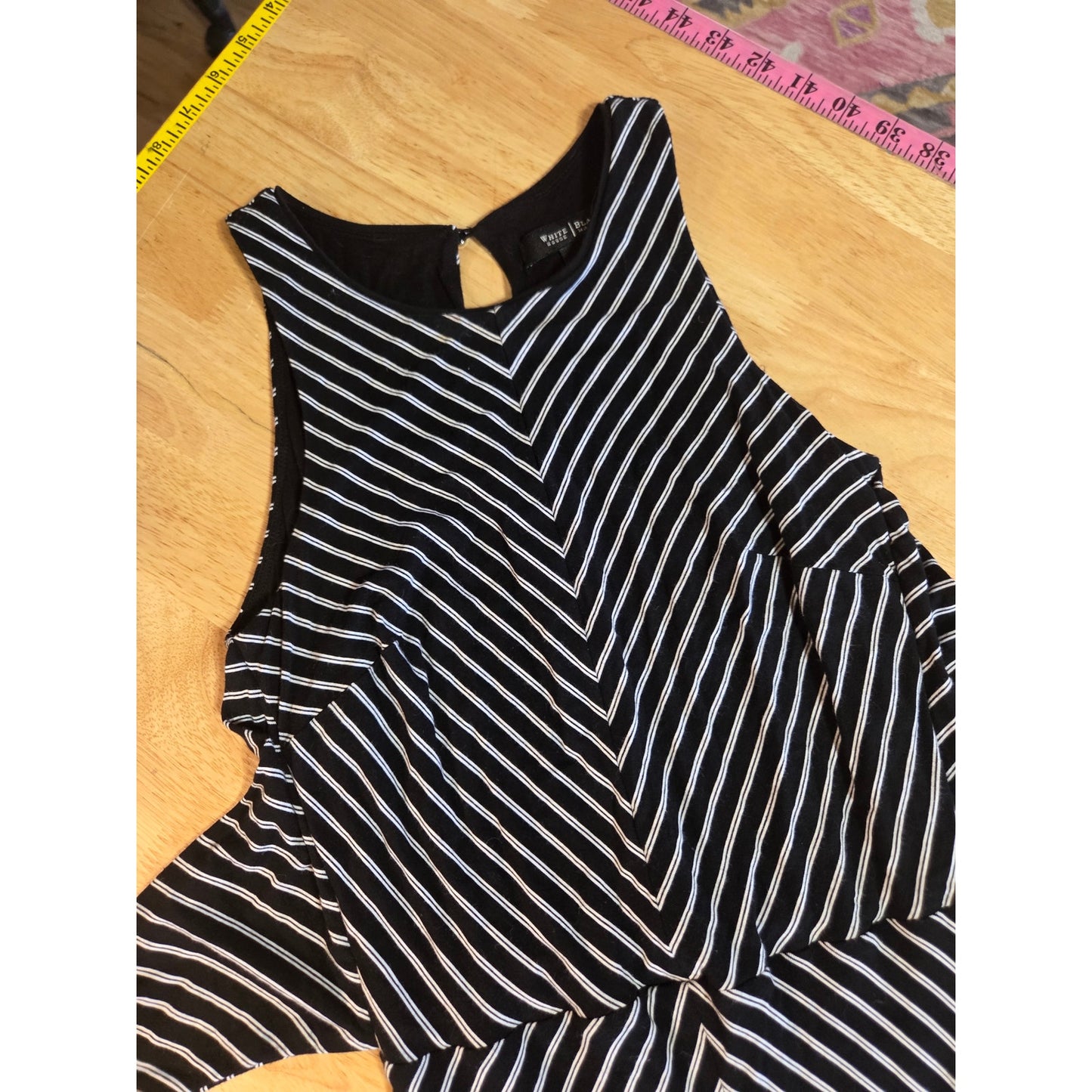 White House Black Market sleeveless jersey knit bias stripe black xxs white maxi