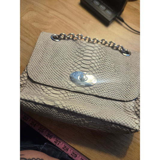 Doncaster made in Italy snake looking leather Gray silver metal chain bag