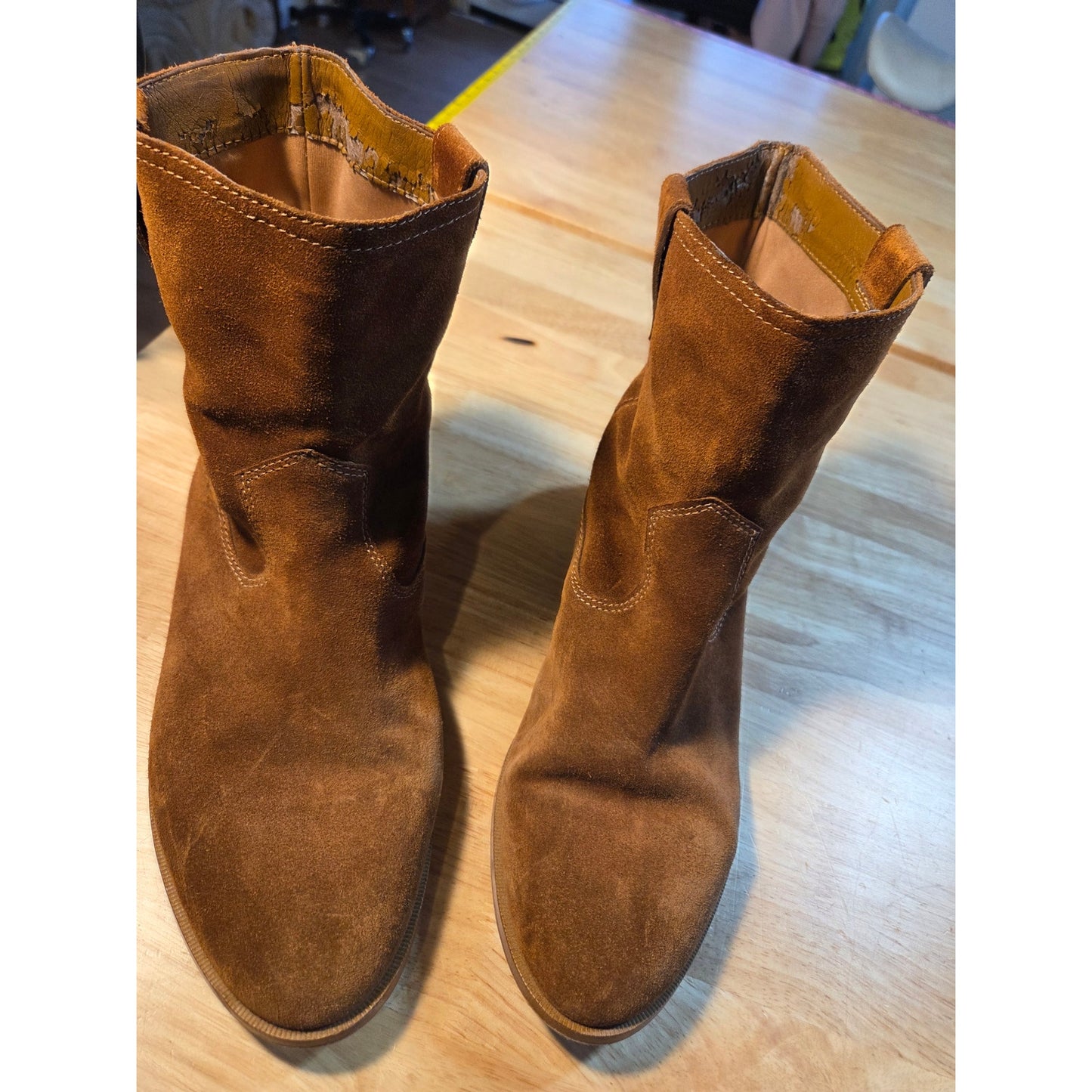 Rebecca Minkoff pointy toad suede Brown leather booties size 10 medium