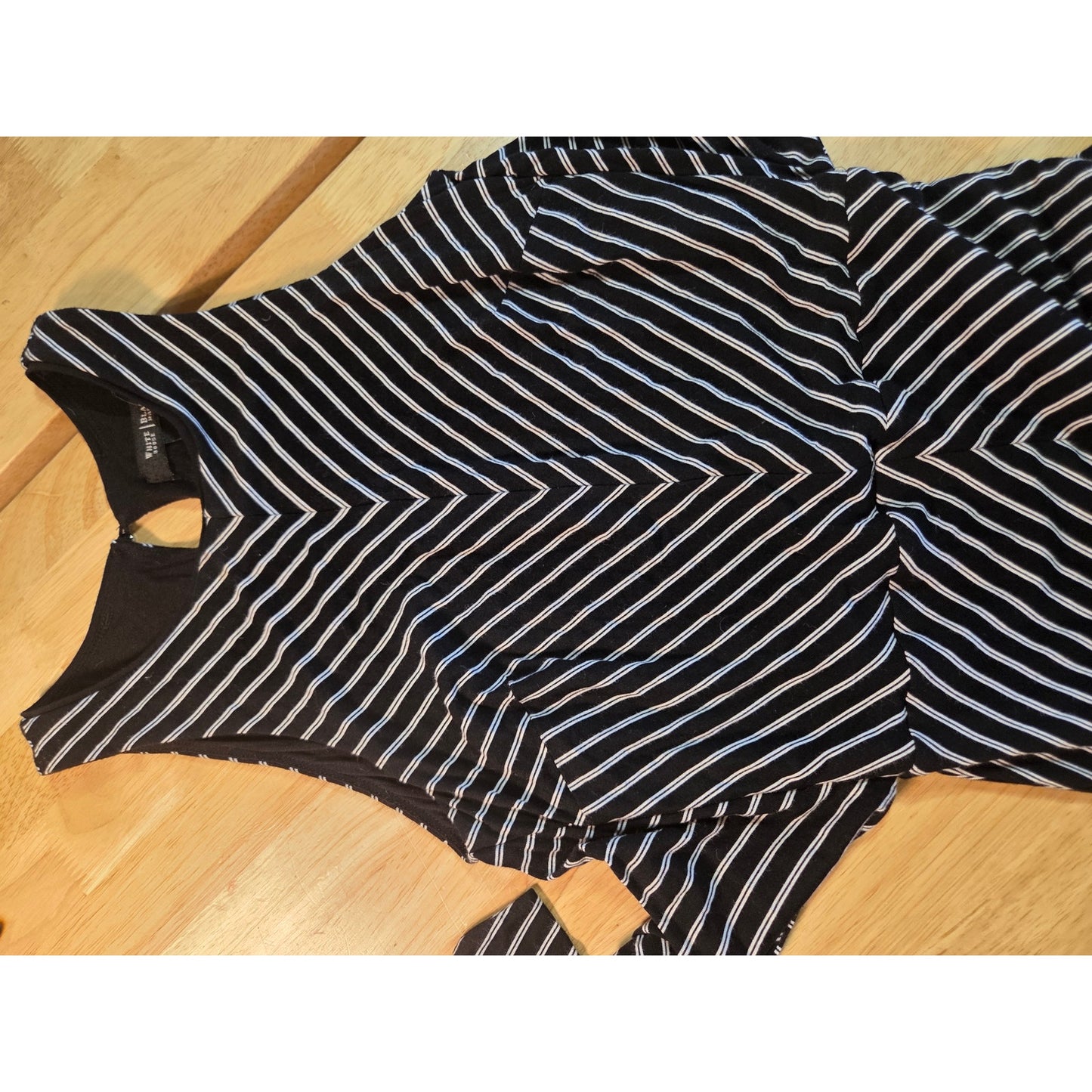 White House Black Market sleeveless jersey knit bias stripe black xxs white maxi