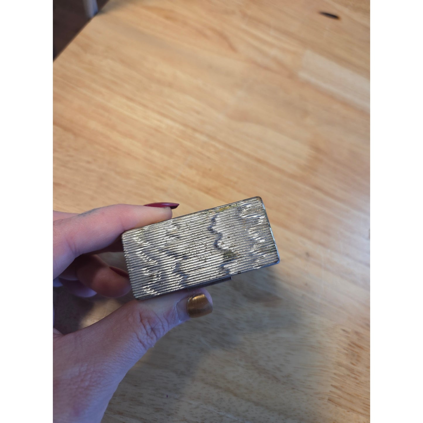 Vintage pill box rhinestone covered two-sided some wearing 1x3