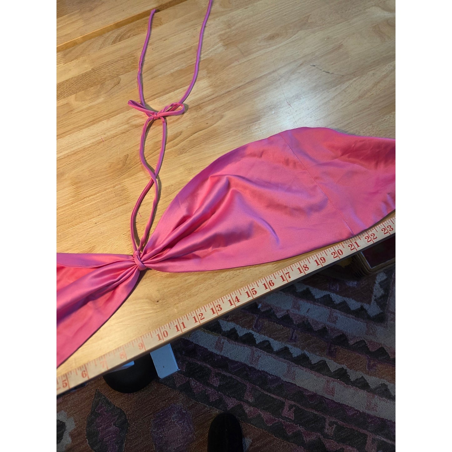 Princess Polly Pink stretch Satin halter Bando top tie back tie neck US 12