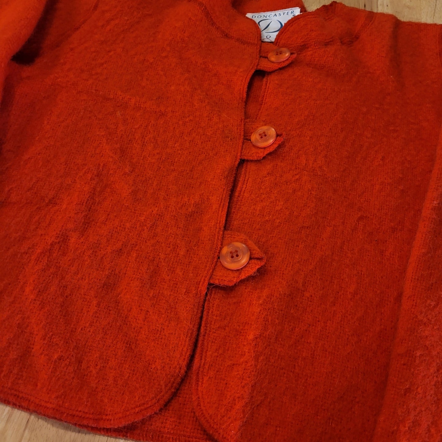 Vintage Doncaster 100% Wool Red Sweater Button Detail Size 4 21" P2P