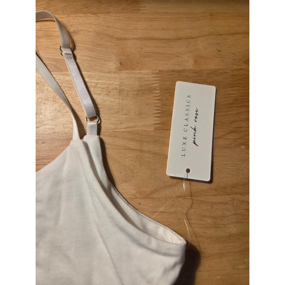 New with tags Luxe Classics pink rose white tank top double lined large