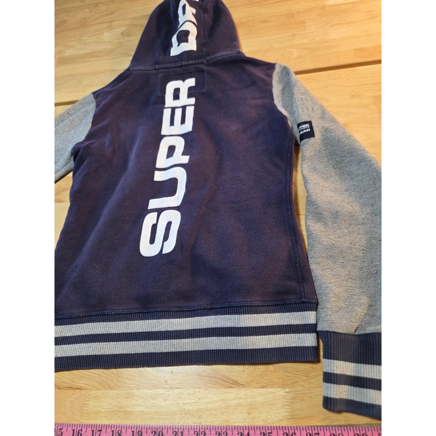 Supreme hoodie navy blue white graphic contrast sleeve zip hoodie cotton xs